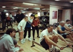 Chris Whitmore  Jen Engstrom and Beth Fightmaster cheer on Coach Tim Marcovy for 2500m